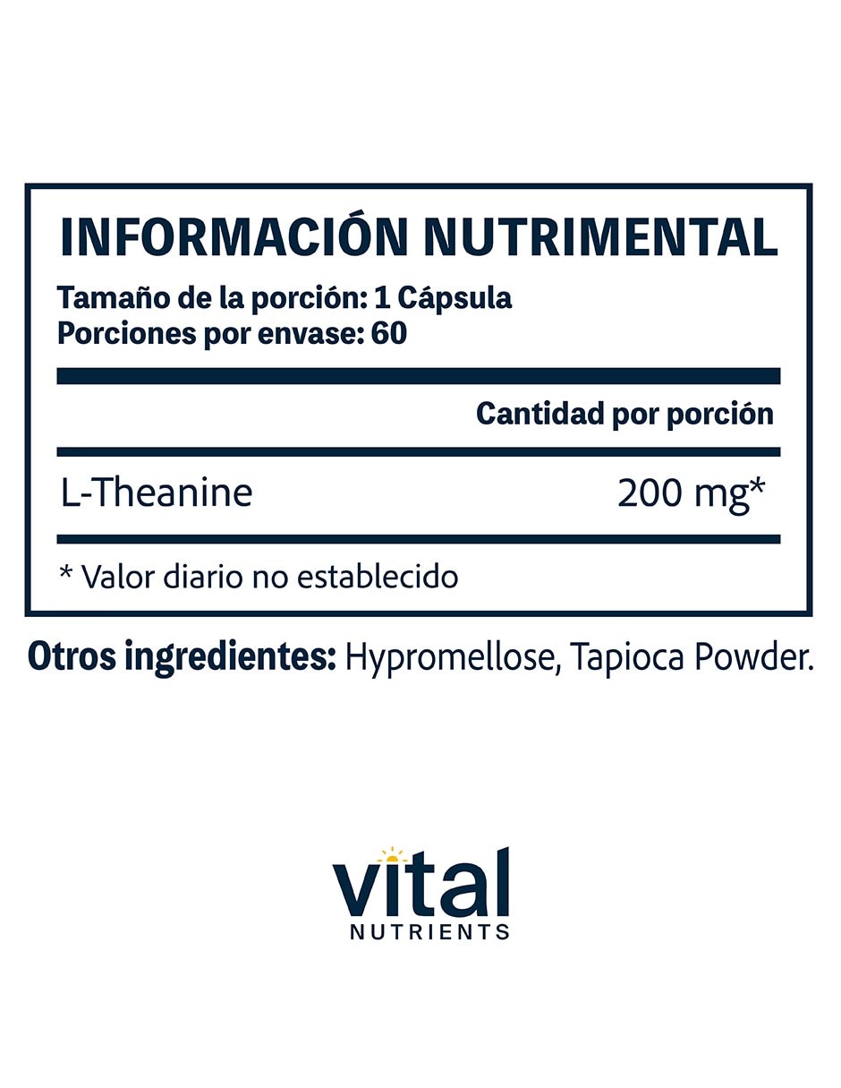 Suplemento alimenticio con l-teanina de 60 cápsulas 2