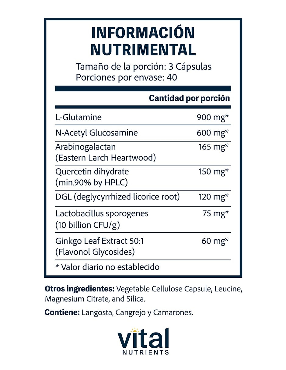 Gi Repair Nutrients con glucosamina de 120 cápsulas 2