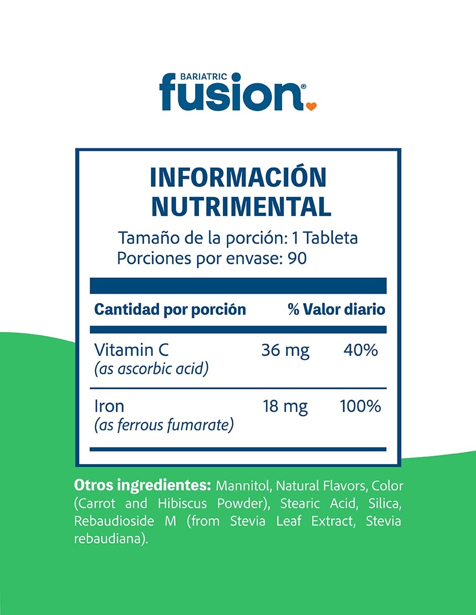 Hierro+Vitamina C con hierro sabor sandia de 90 tabletas 3
