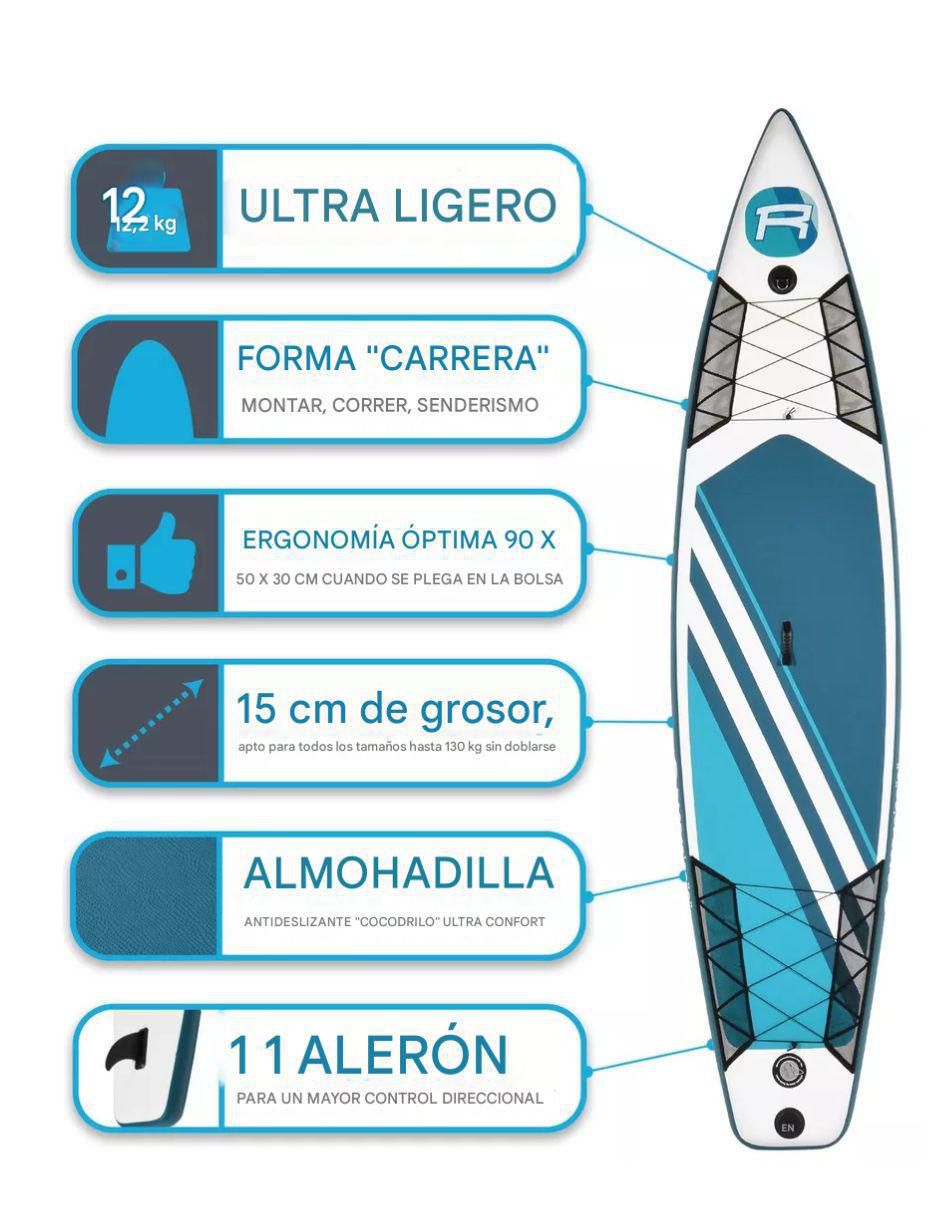 Tabla de remos inflable con remo y accesorios adulto 2