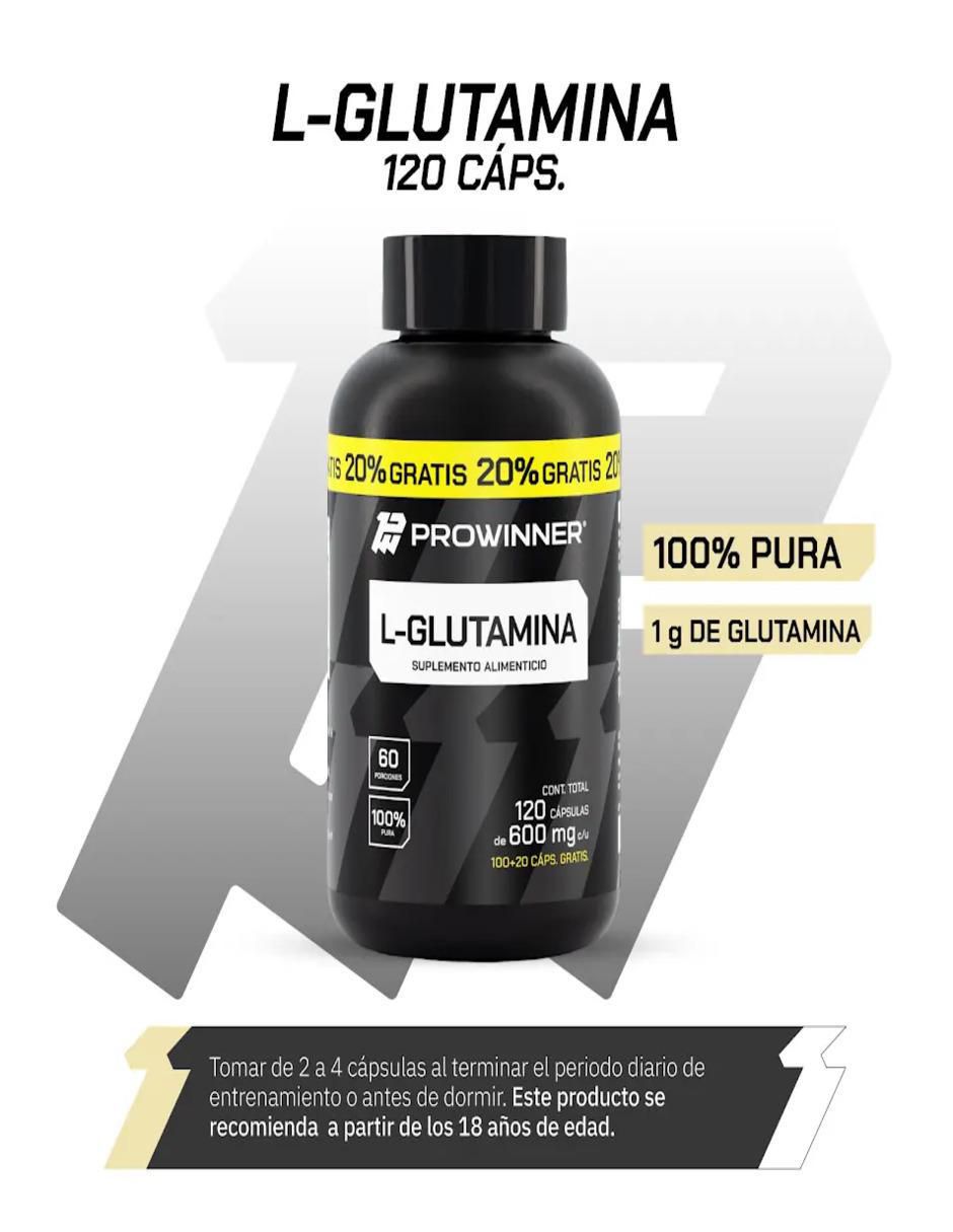 Set de suplementos alimenticios de L-Glutamina 100 Cápsulas + 20% Extra - Prowinner 2