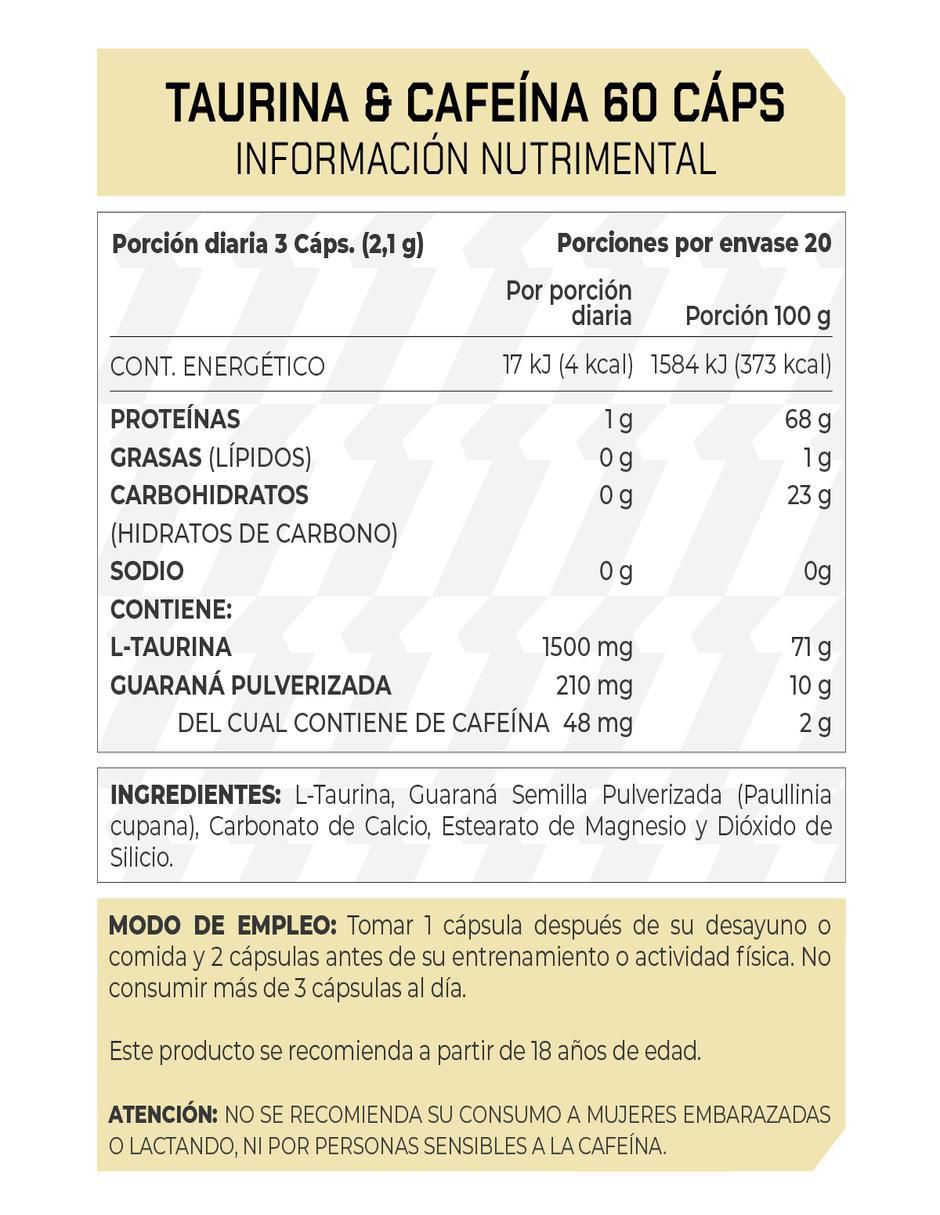 Set de suplementos alimenticios de Taurina & Cafeína 60 Cápsulas - Prowinner 2