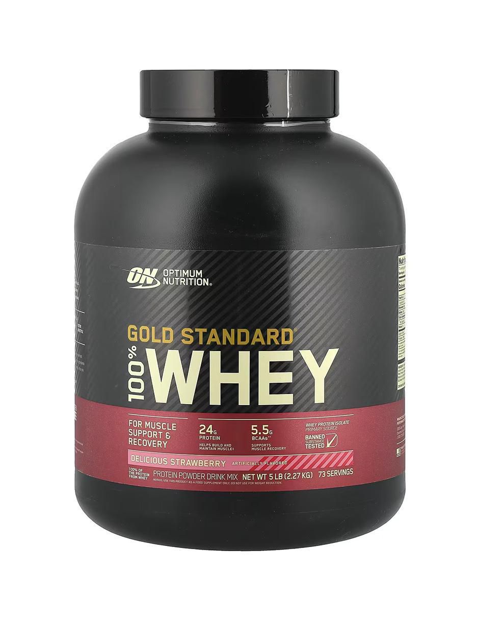 Suplemento Proteína Gold 100% Whey Optimum Nutrition con aminoácidos sabor fresa de 2.2 kg