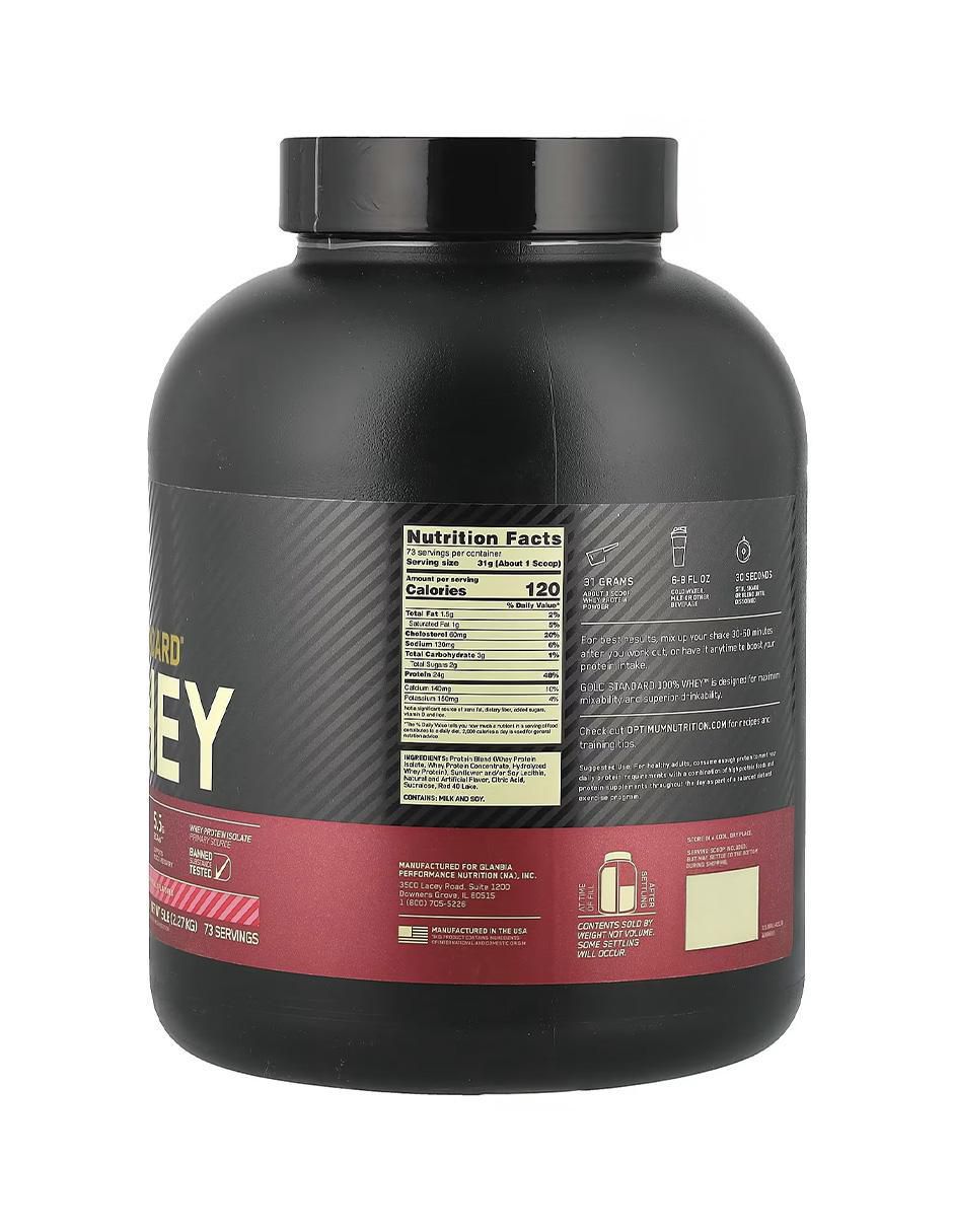 Suplemento Proteína Gold 100% Whey Optimum Nutrition con aminoácidos sabor fresa de 2.2 kg 3