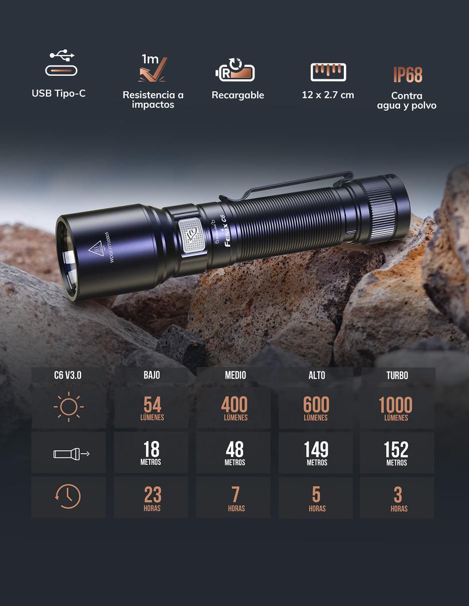 Linterna de mano C6 V3 EDC 5