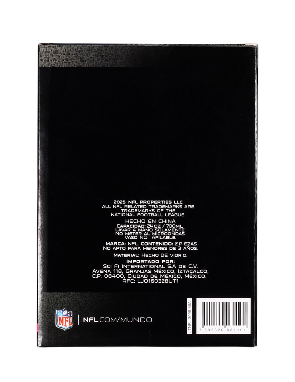 Vaso Pilsner nfl 2025 de vidrio con 2 piezas piezas 3