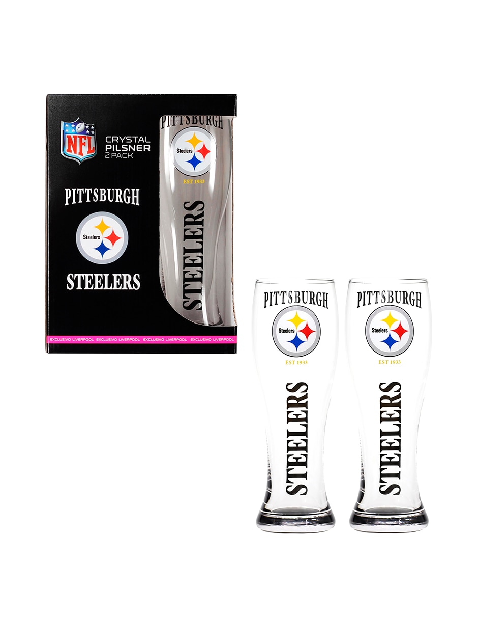 Set de vaso pilsner Pittsburgh Steelers de vidrio con 2 piezas 1