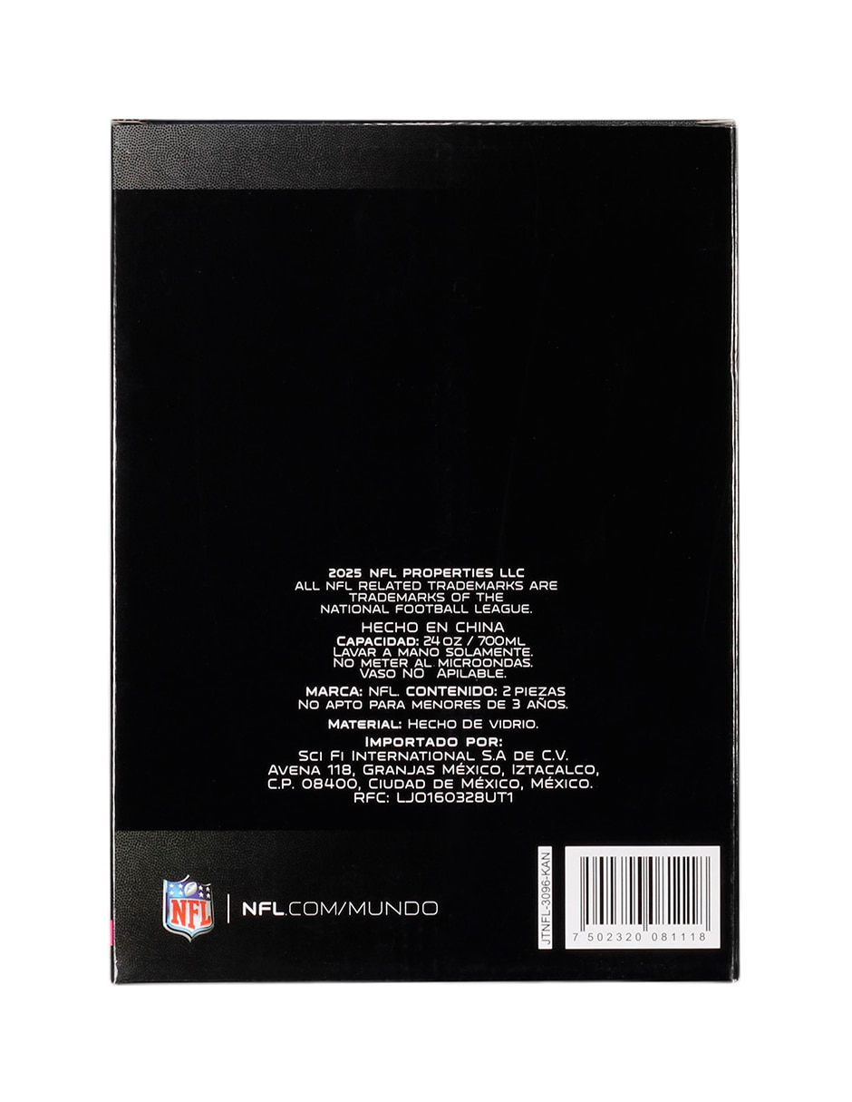 Vaso Pilsner nfl 2025 de vidrio con 2 piezas piezas 2