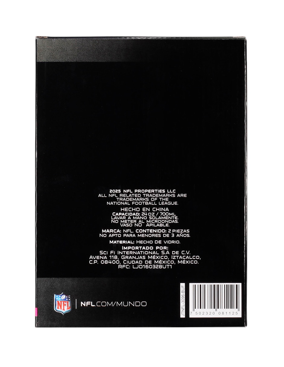 Vaso Pilsner nfl 2025 de vidrio con 2 piezas piezas 2