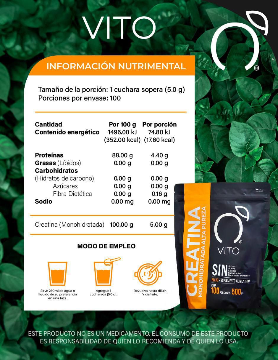 Creatina Monohidratada 500g en Polvo de 500 g 2