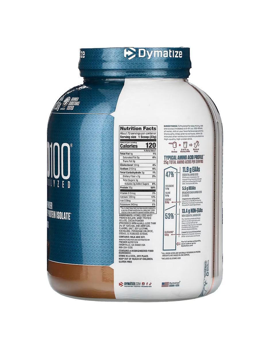 Suplemento Dymatize Whey Iso-100 con proteína de suero de leche sabor fudge brownie de 2.3 kg 2