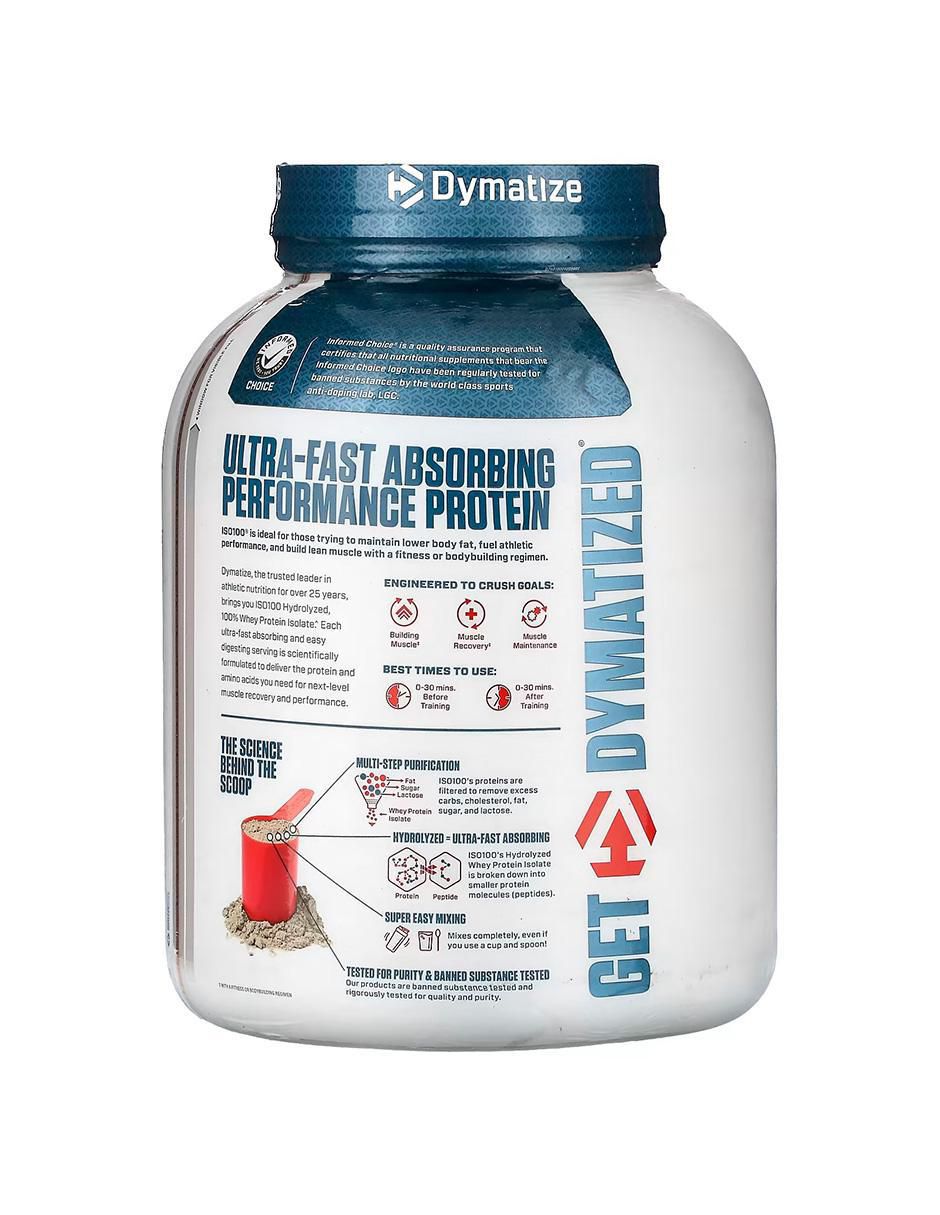 Suplemento Dymatize Whey Iso-100 con proteína de suero de leche sabor fudge brownie de 2.3 kg 3