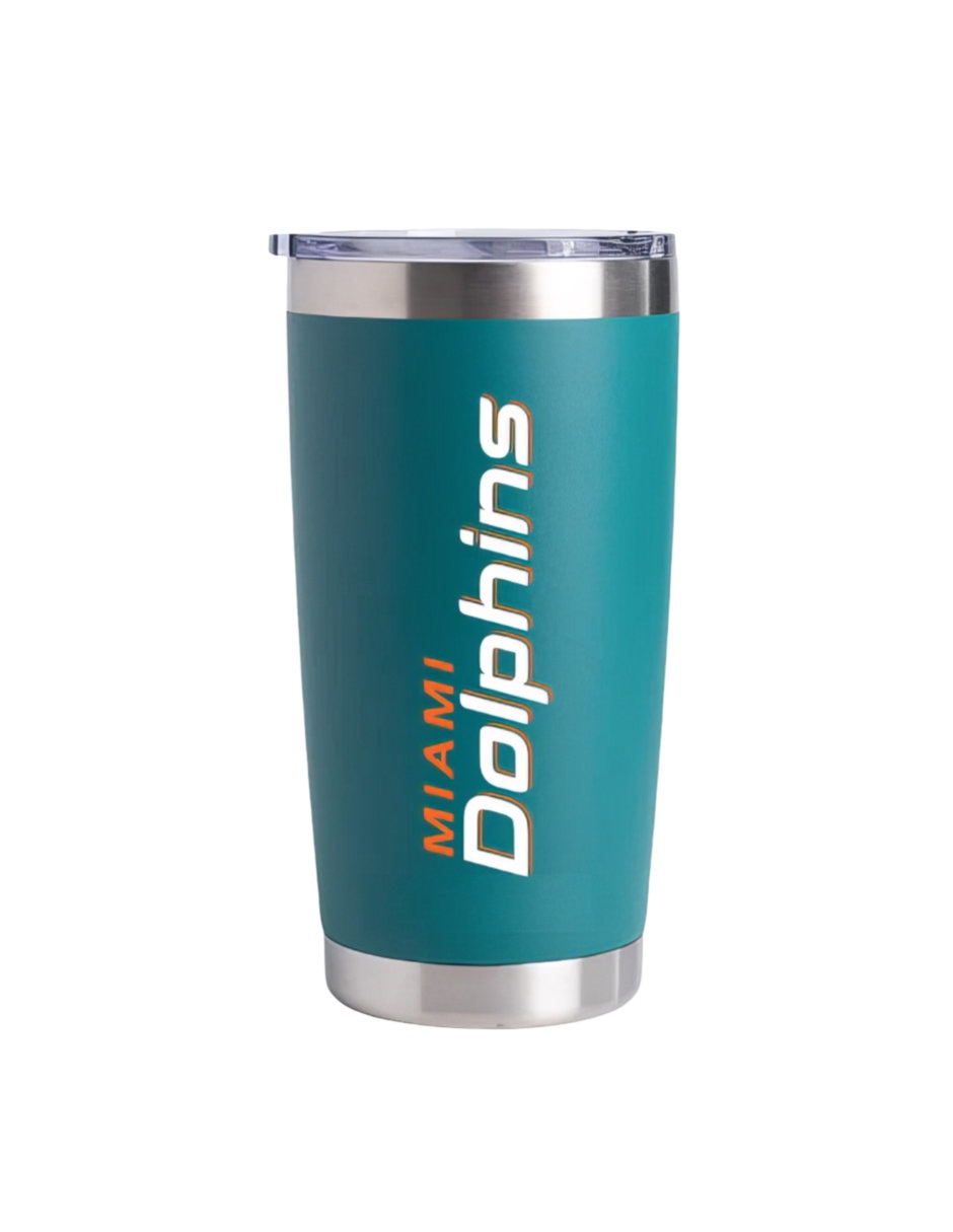 Termo de acero inoxidable Dolphins NFL con tapa a presión 600 ml 2
