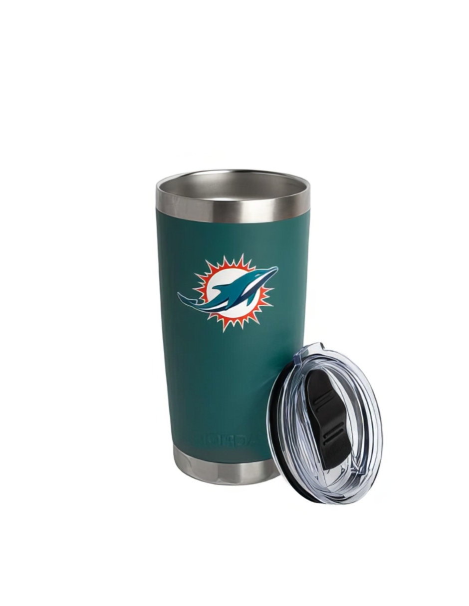 Termo de acero inoxidable Dolphins NFL con tapa a presión 600 ml 3