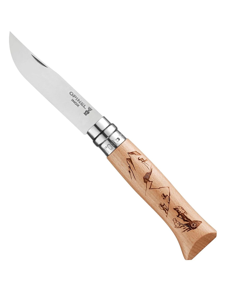 Navaja de madera grabada senderismo