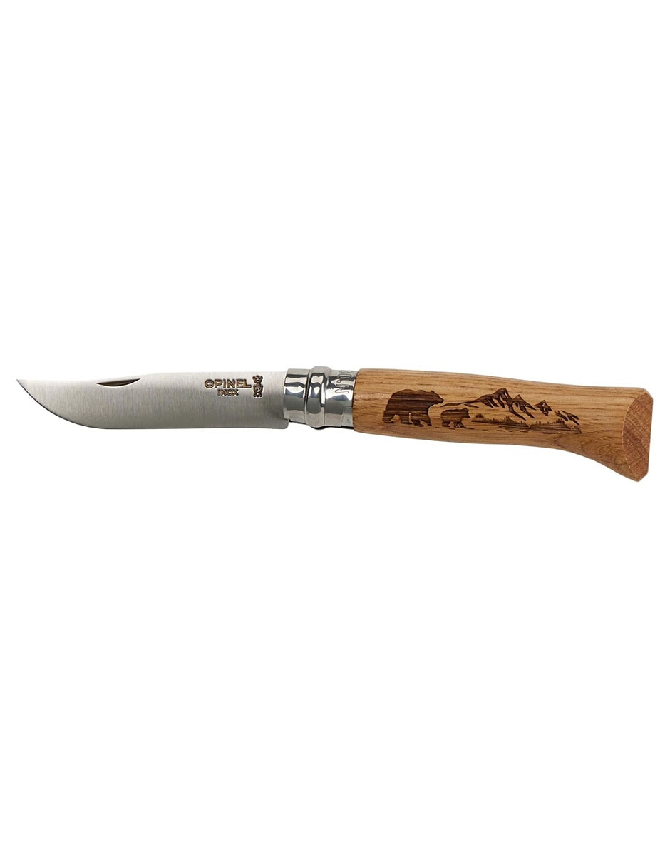 Navaja de madera grabada Oso