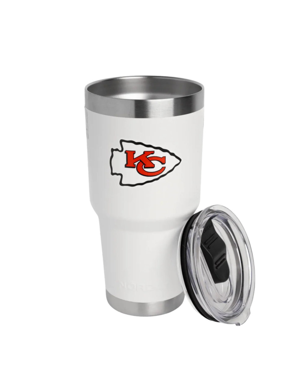 Termo de acero inoxidable Chiefs NFL con tapa a presión 887 ml 3