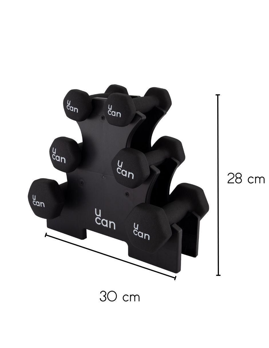 Set mancuernas de peso fijo 10 kg 6 piezas 4