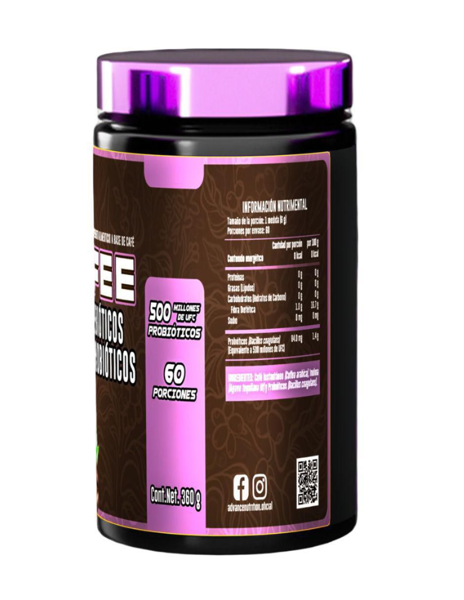 Coffee Probióticos Y Prebióticos 60 Tazas 300g Advance Labs Nutrition con prebióticos sabor café de 500 g 2