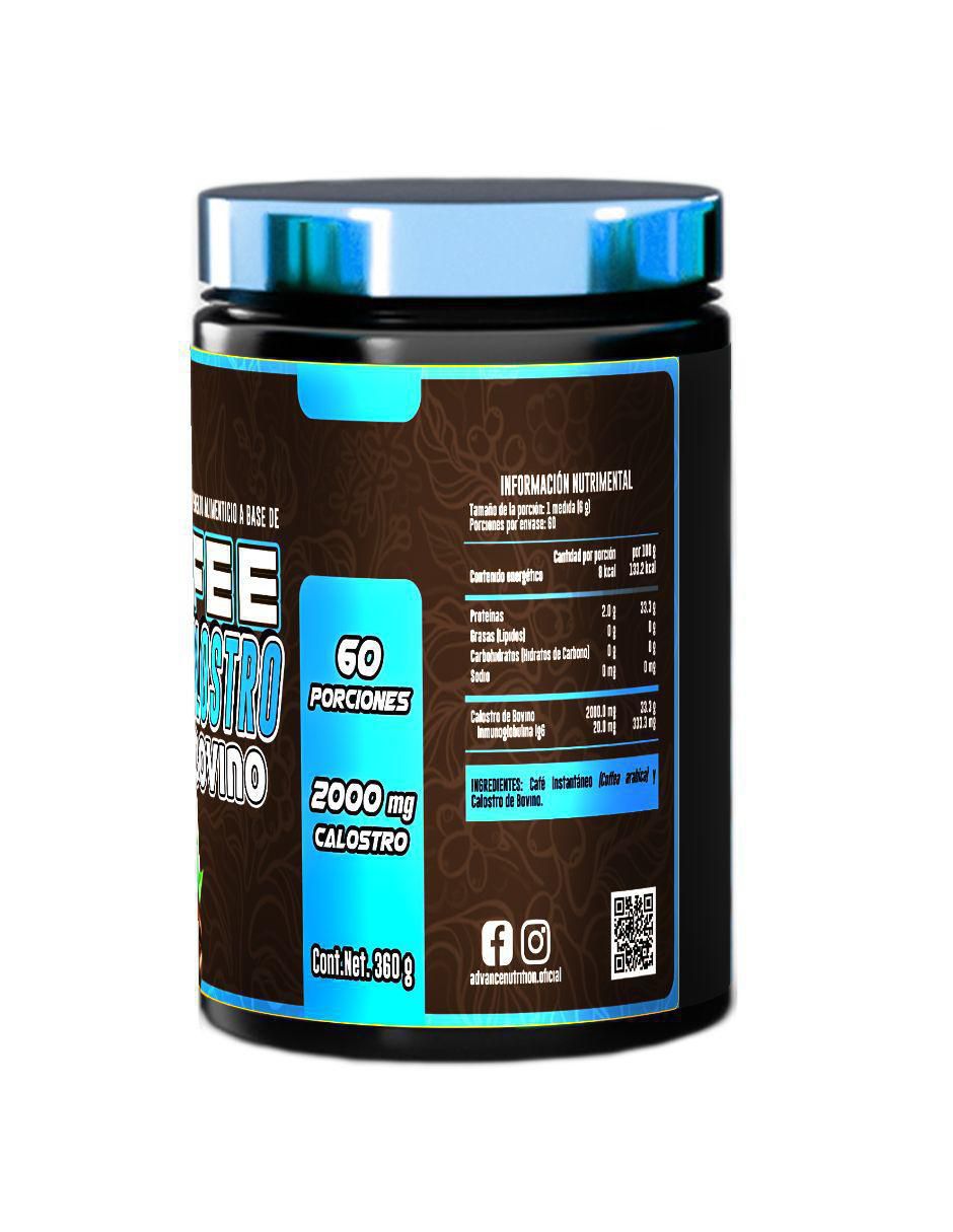 Coffee & Calostro Bovino 60 Tazas 300g Advance Labs Nutrition con calostro bovino sabor café de 500 g 2