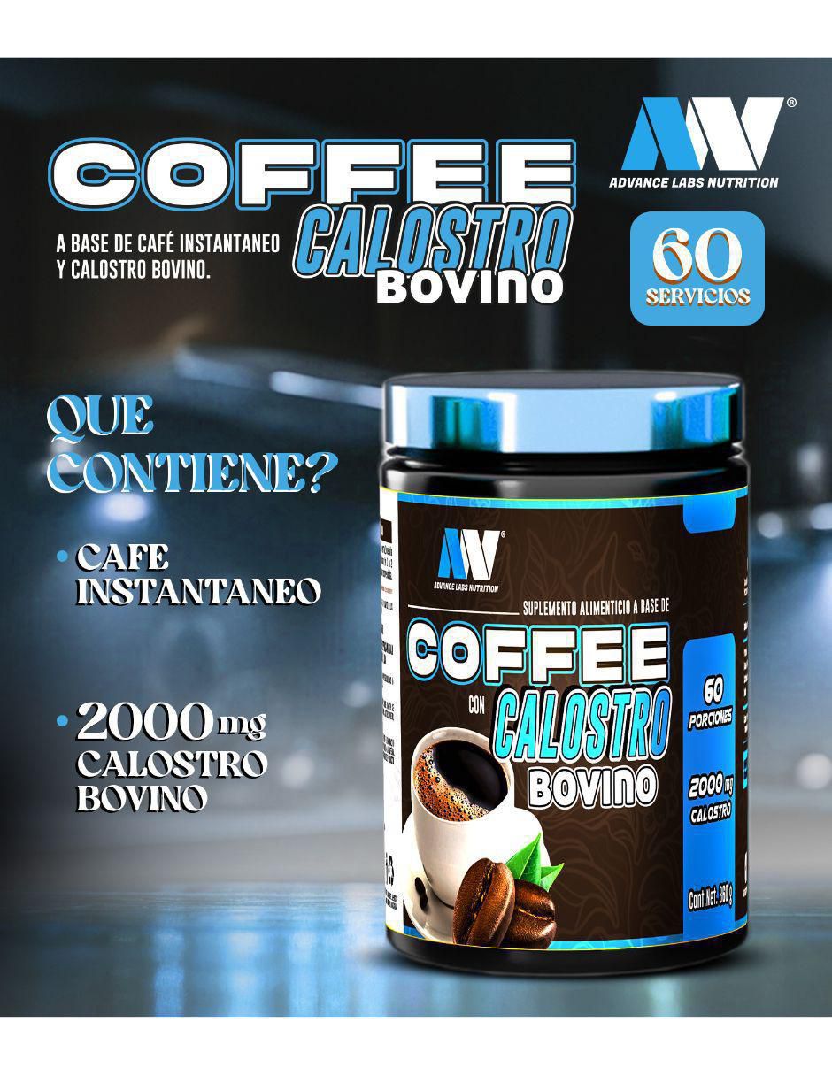 Coffee & Calostro Bovino 60 Tazas 300g Advance Labs Nutrition con calostro bovino sabor café de 500 g 3