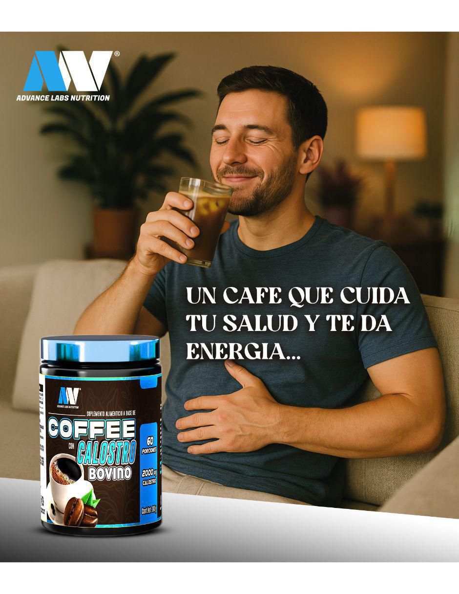 Coffee & Calostro Bovino 60 Tazas 300g Advance Labs Nutrition con calostro bovino sabor café de 500 g 4