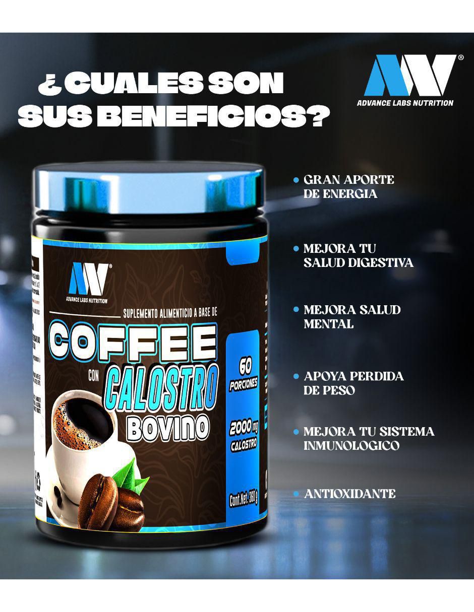 Coffee & Calostro Bovino 60 Tazas 300g Advance Labs Nutrition con calostro bovino sabor café de 500 g 7