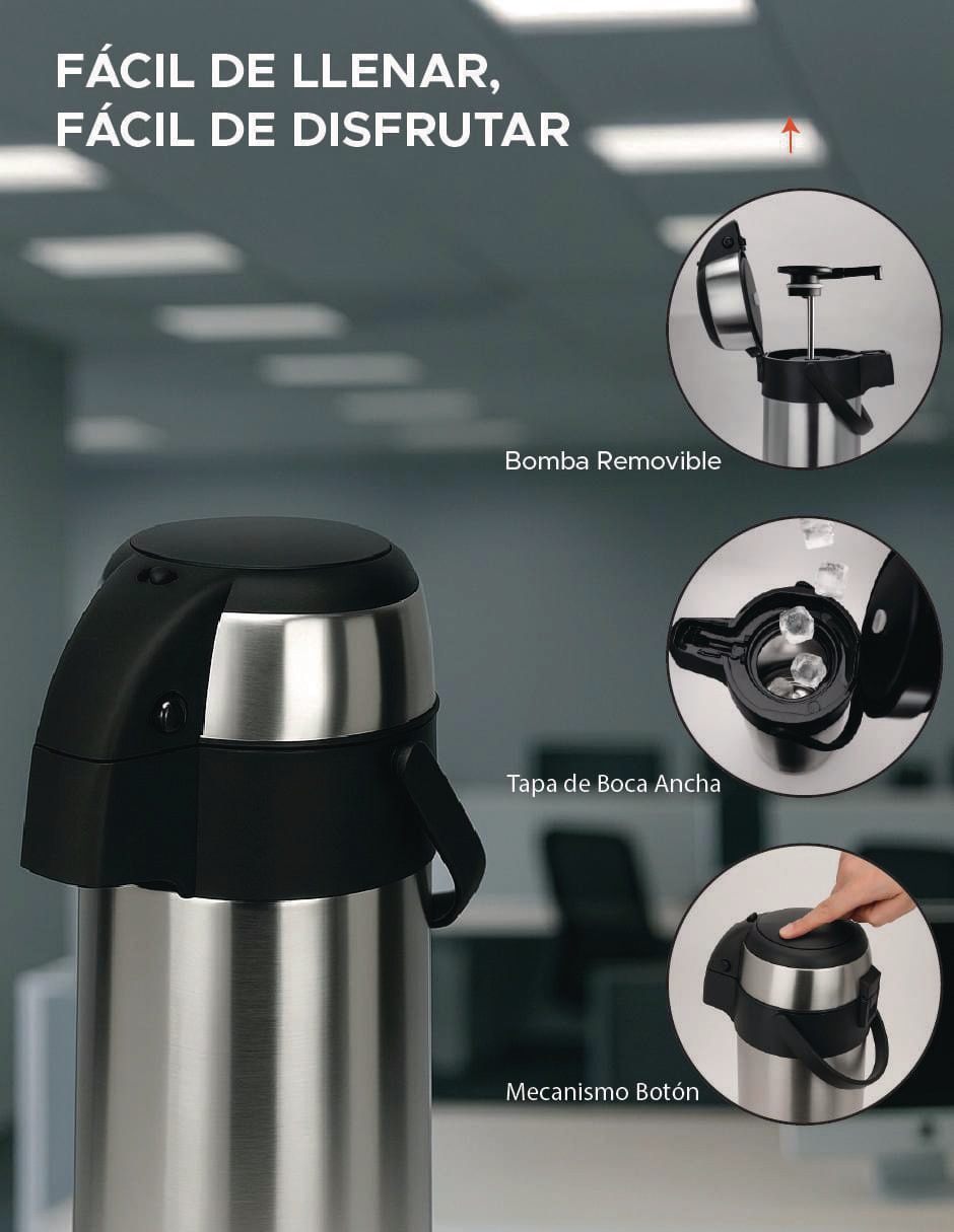Termo de acero inoxidable con tapa push pull 2