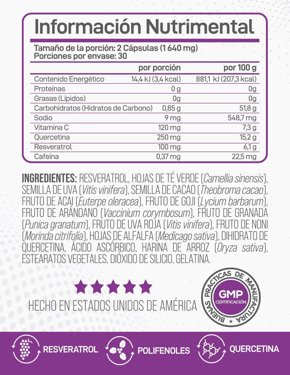 Resveratrol + Polyphenols Forzagen de 60 cápsulas 2
