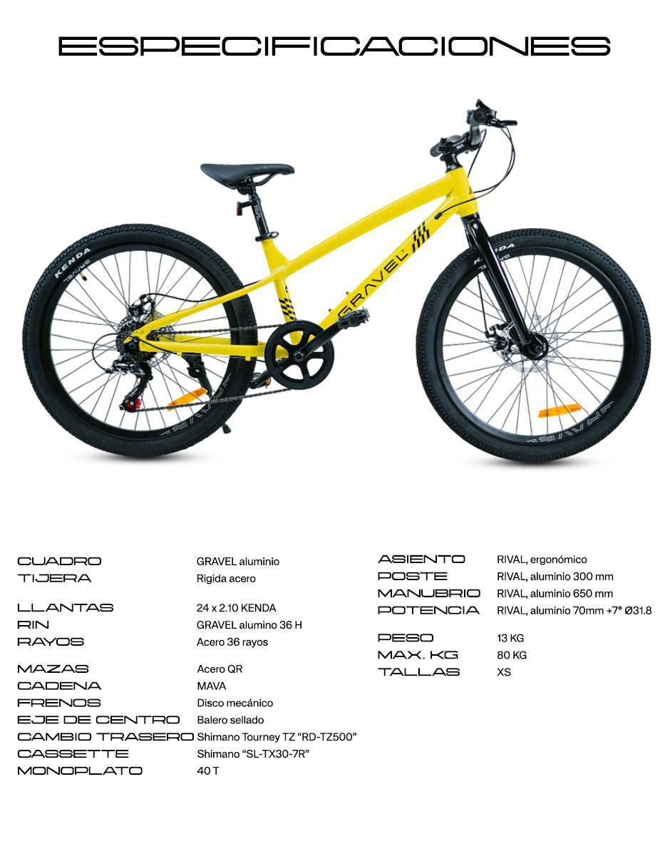 Bicicleta de montaña gravel "rodada" 24 rimo 24¨ "para" unisex