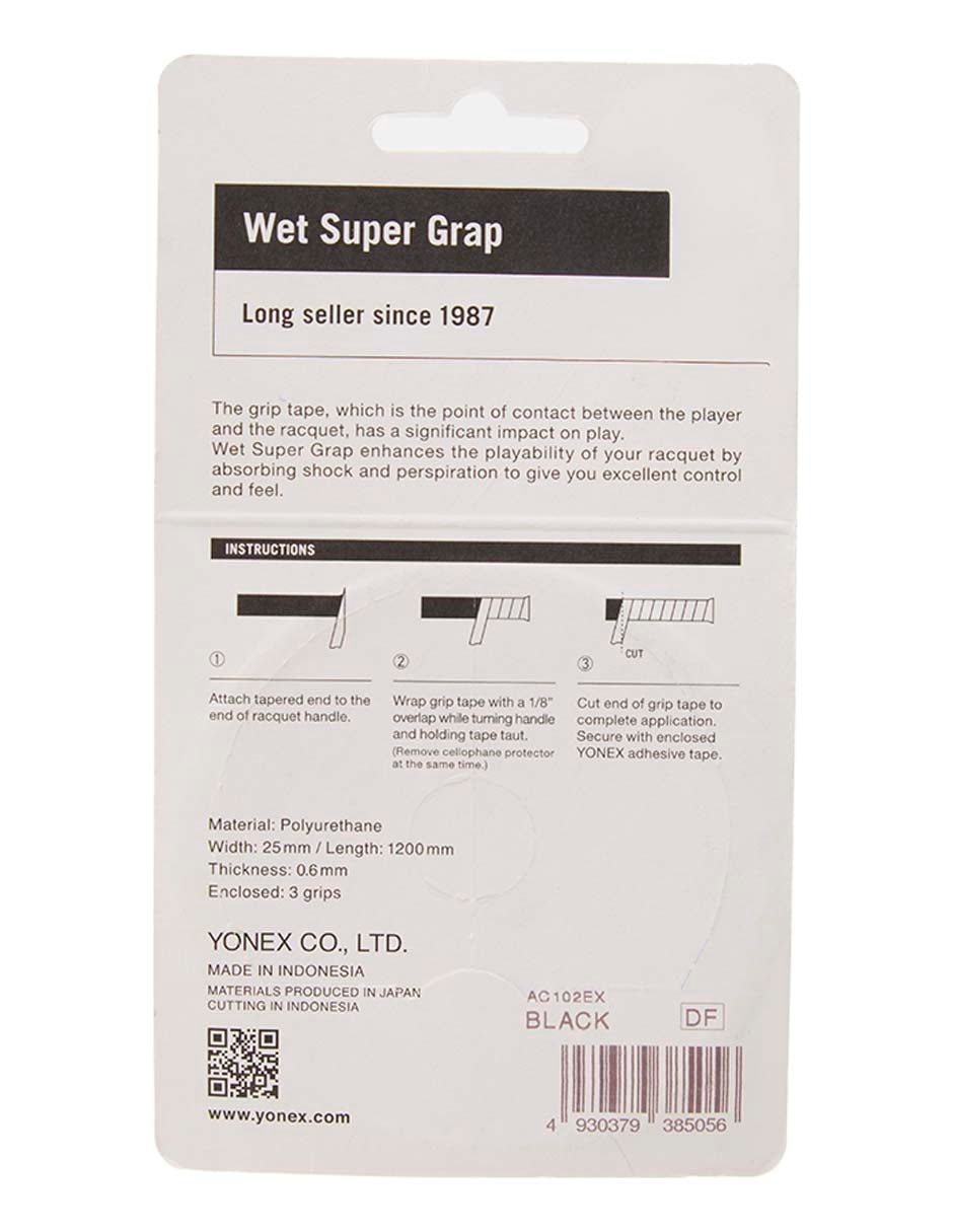 Cinta protectora para raqueta Wet Super Grap Negro 3
