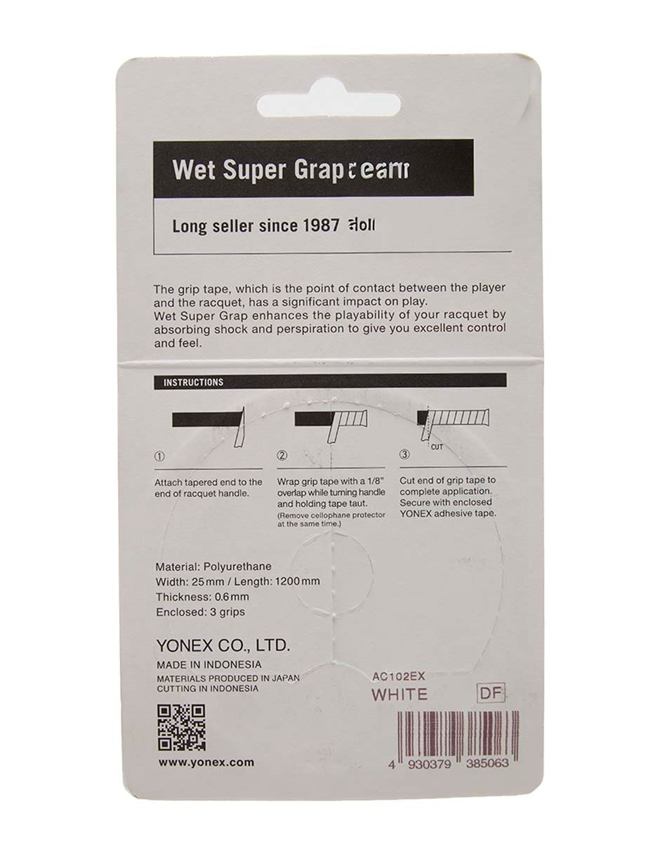 Cinta protectora para raqueta wet super grap blanco 3