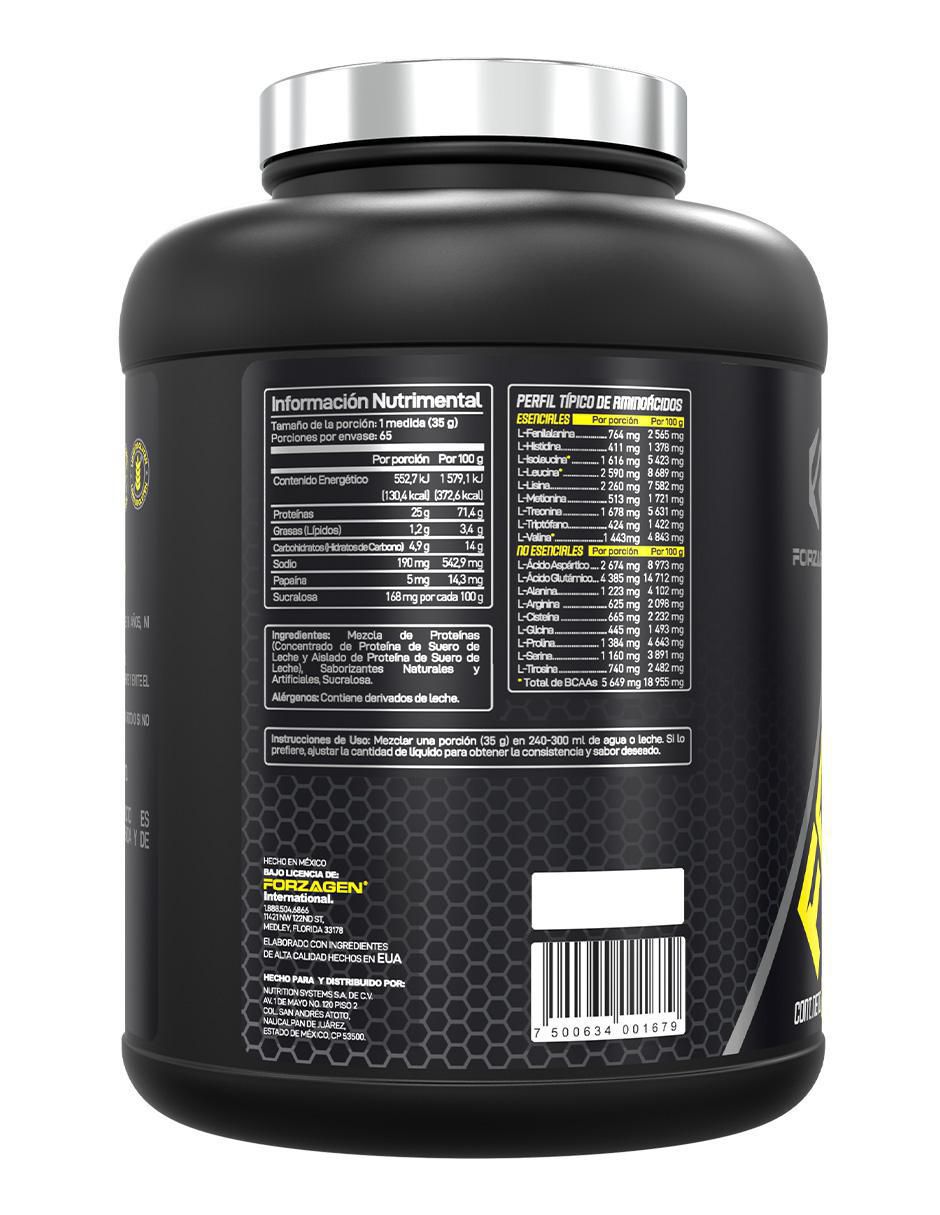 Proteína forzawhey 65 servicios con proteína de suero de leche aislado sabor fresas con crema de 2.2 kg 3