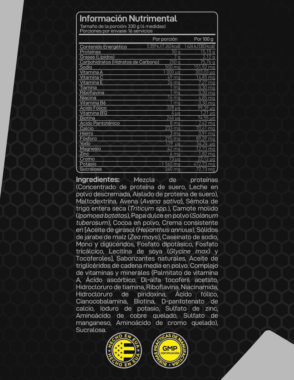 Lean Gainer 50 g de proteína y 250 g de carbs sabor chocolate de 5.44 kg 5