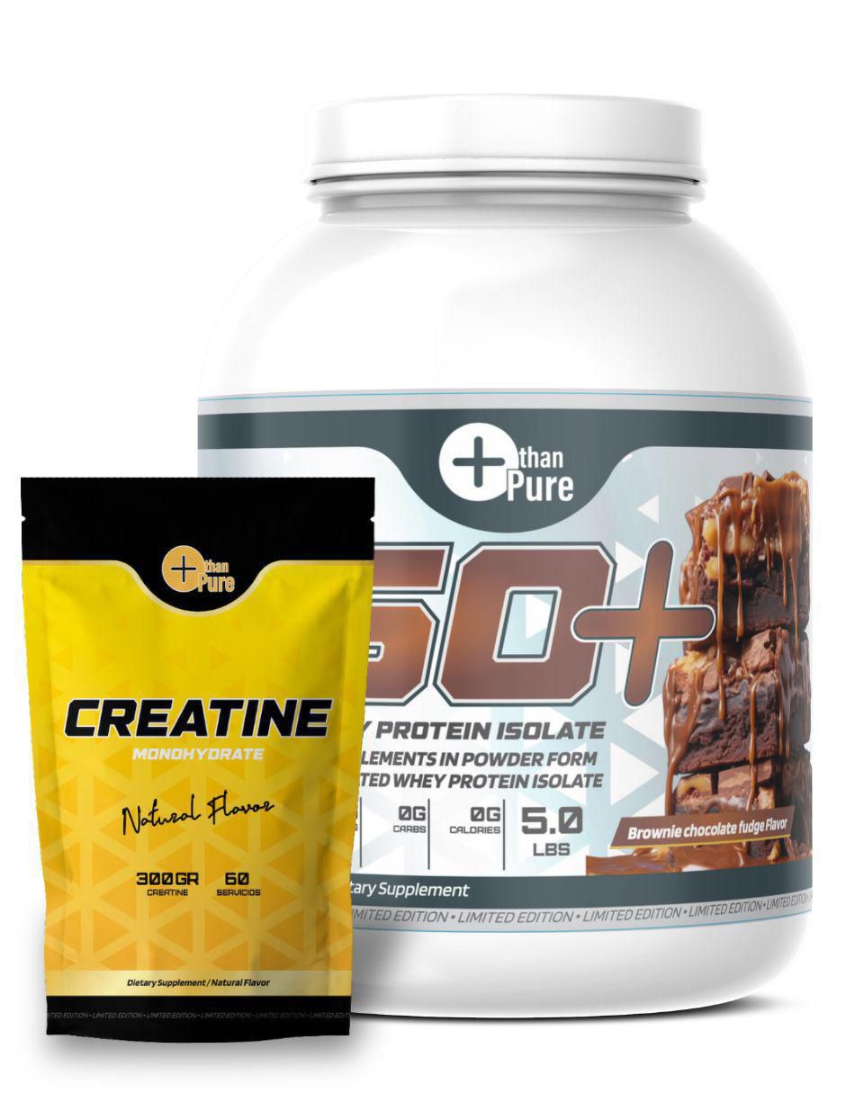 Kit de suplementación con proteína whey y creatina monohidratada sabor chocolate de 2.2 kg