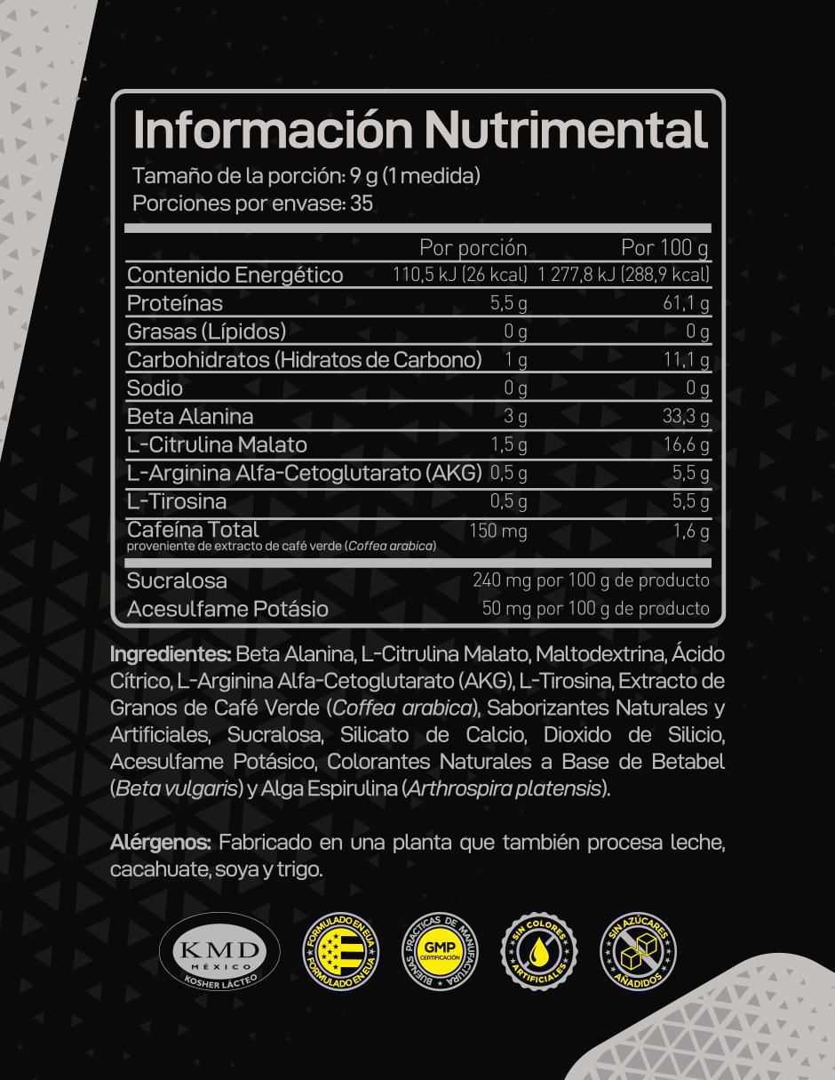Pre-entreno F5 con cafeína sabor mora azul de 315 g 2