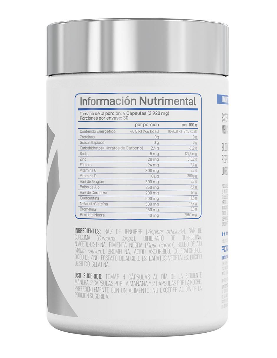 Suplemento Inmunológico, Antioxidante y Antiinflamatorio Immunity Shield Forzagen con vitamina C de 120 cáp 3