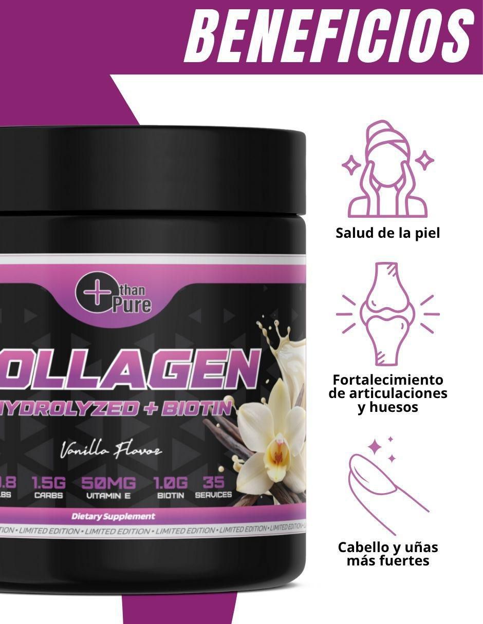 Colágeno hidrolizado biotina sabor vainilla de 300 g 2
