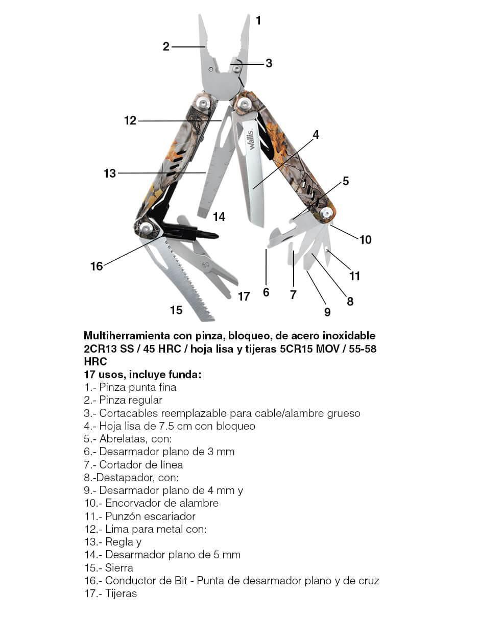 Multiherramienta plegable de 17 usos con pinza 7