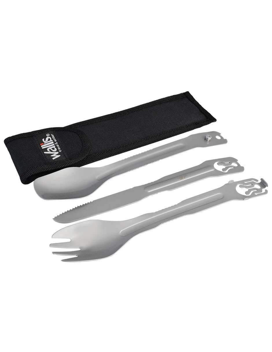 Cubiertos para campismo de acero inoxidable 3 piezas 2