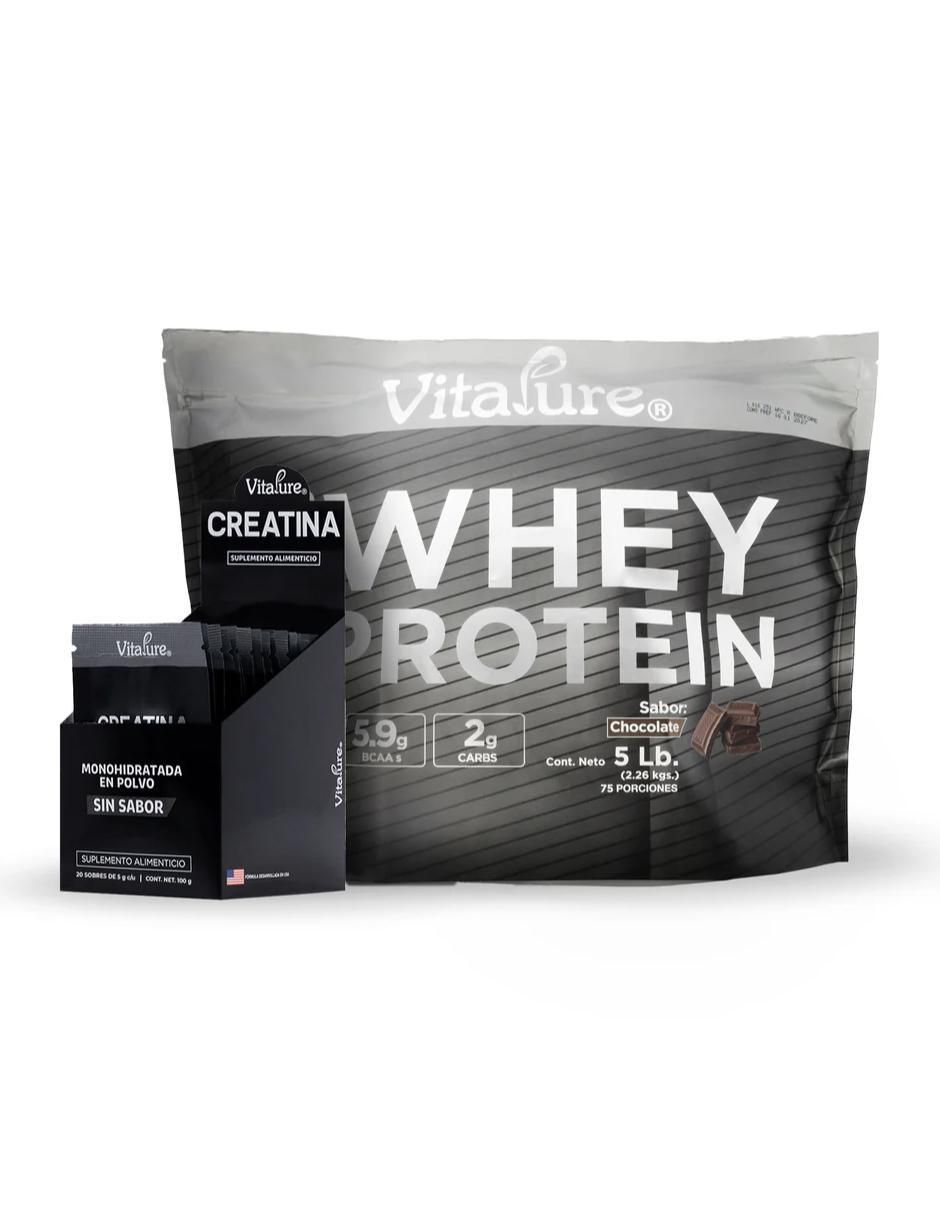 Kit de suplementos alimenticios Whey protein 2.26 kg chocolate + sobres creatina Kit de suplementos alimenticios Whey protein 2.26 kg chocolate + sobres creatina