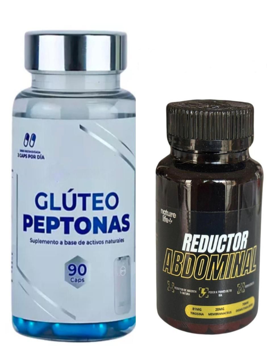 Set de suplementos alimenticios Glúteo peptonas + Reductor Abdominal con multivitaminico