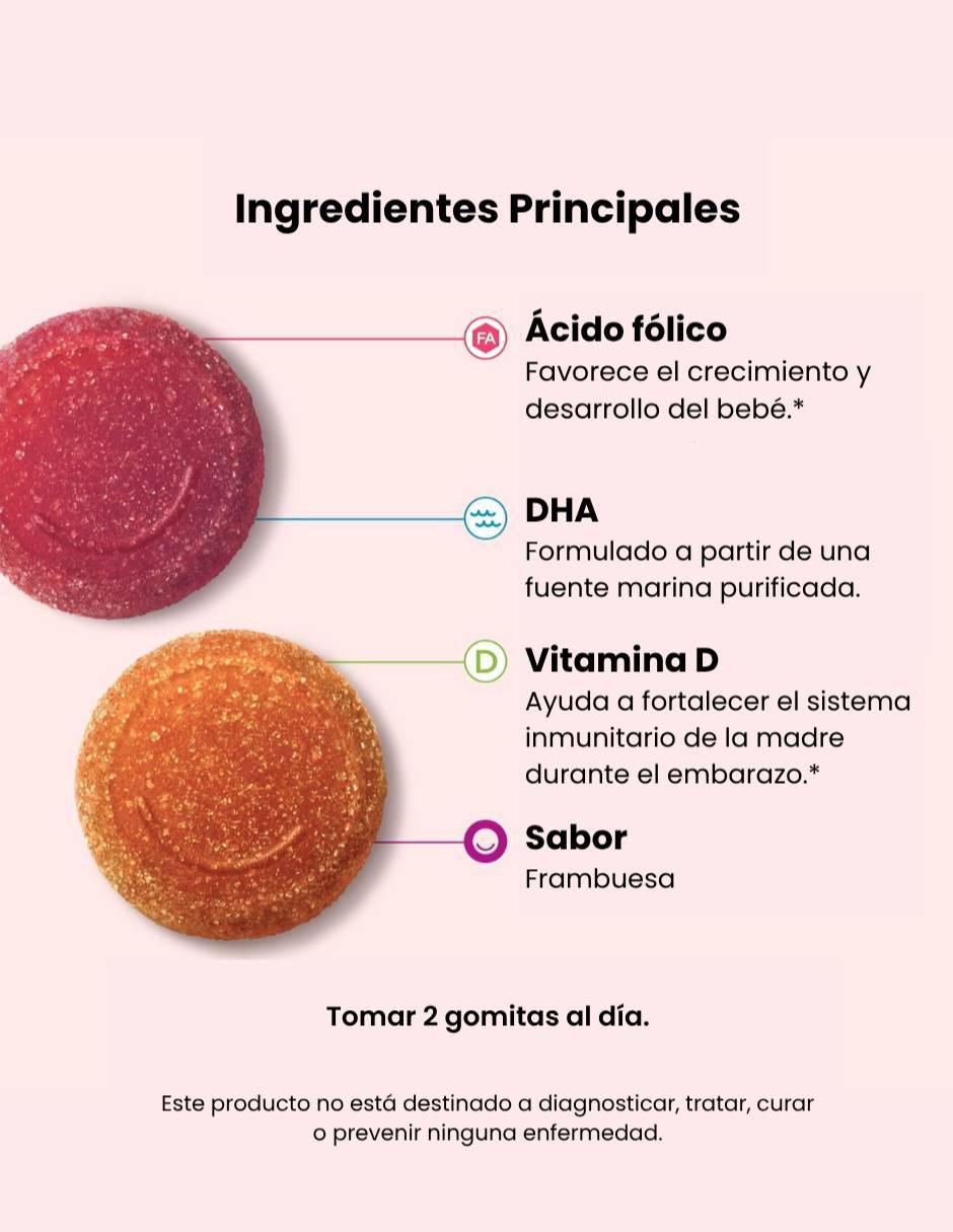 Multivitamínico prenatal Ácido Fólico + DHA 84 gomitas Vitaminas Mujer sabor Frambuesa 5
