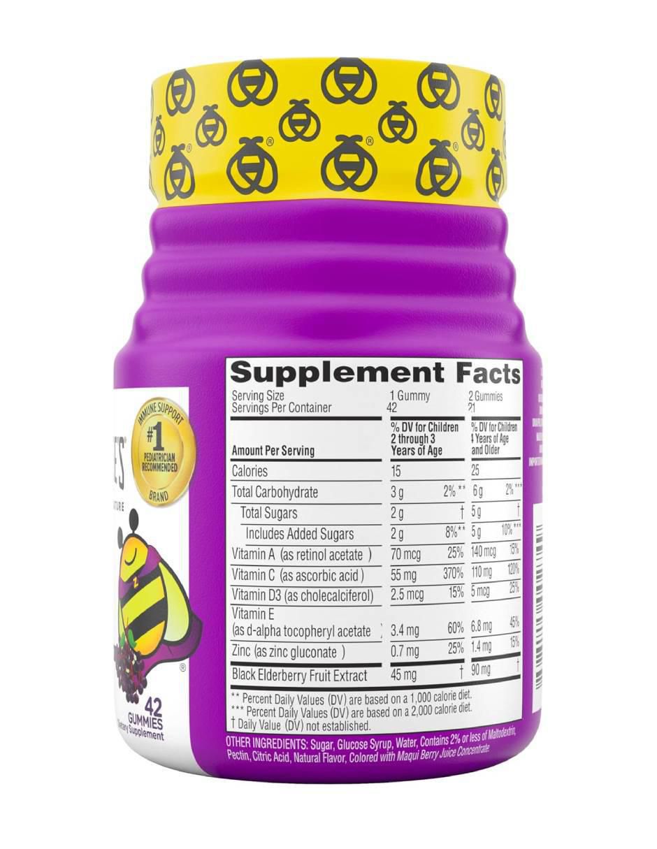 Zarbee’s children’s soporte inmunológico diario de saúco real vitaminas a c d zinc sabor bayas mixtas de 42 gom 2
