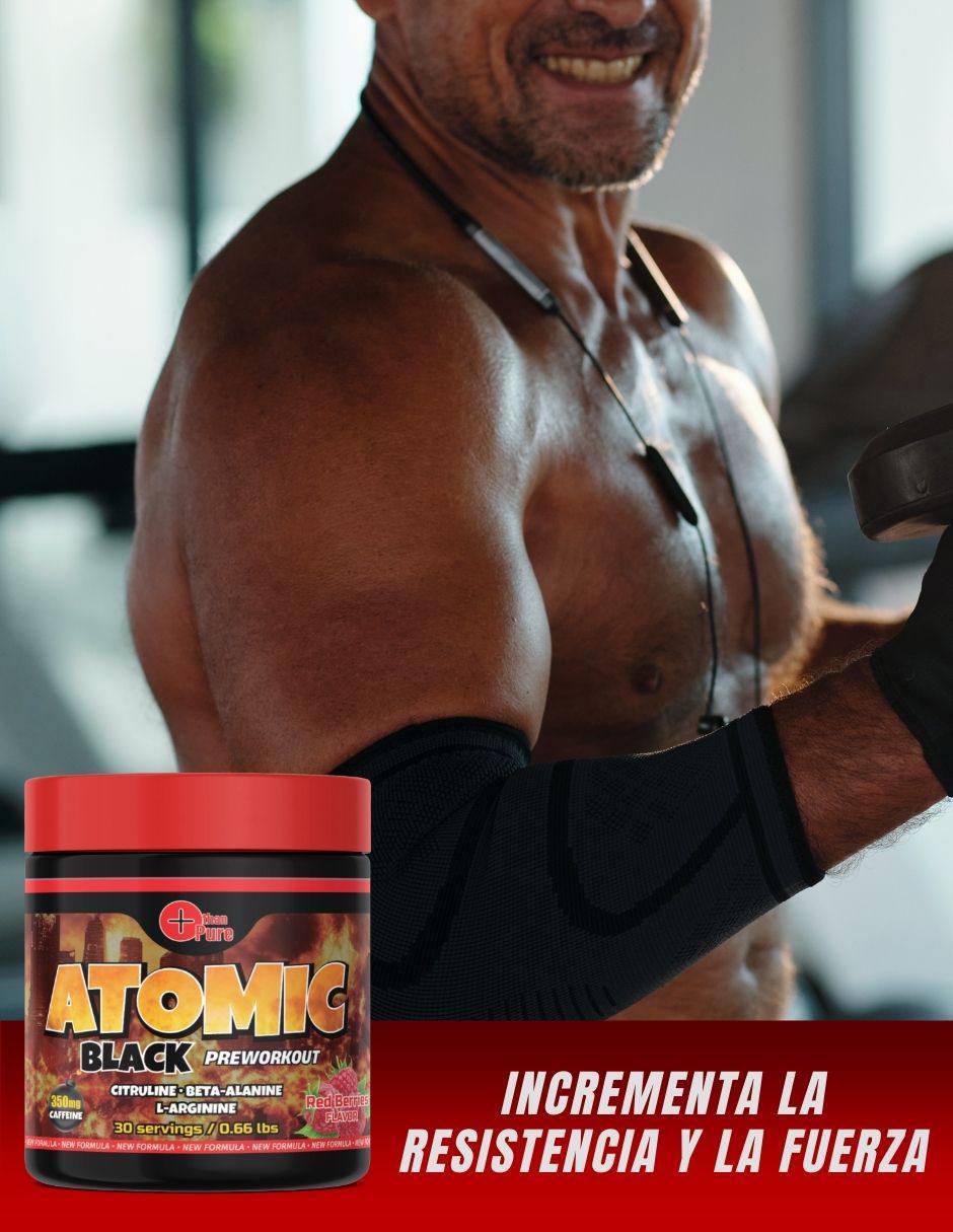 Preeentreno Atomic Black con cafeína sabor frutos rojos de 300 G 4
