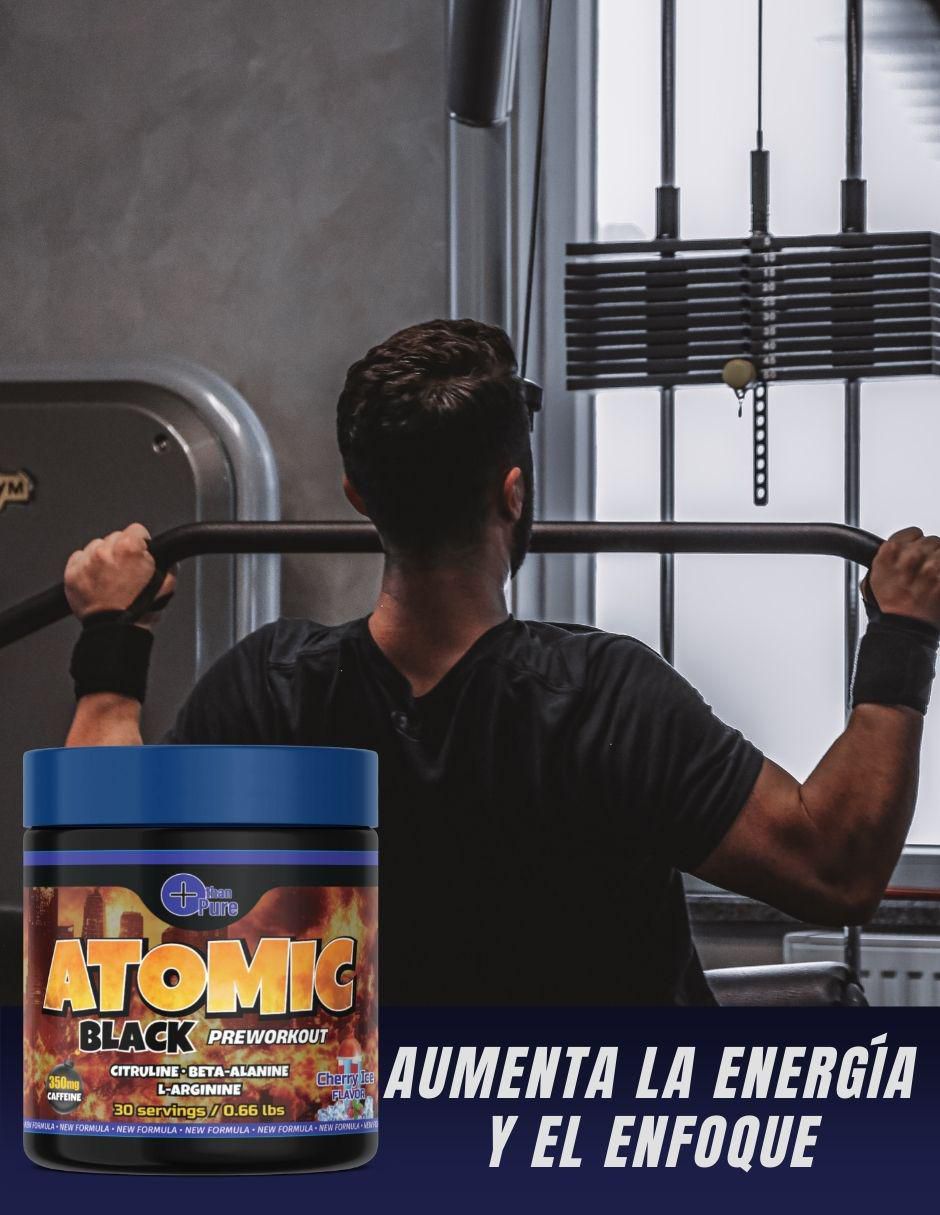 Preentreno Atomic Black con cafeína sabor cereza de 300 G 5