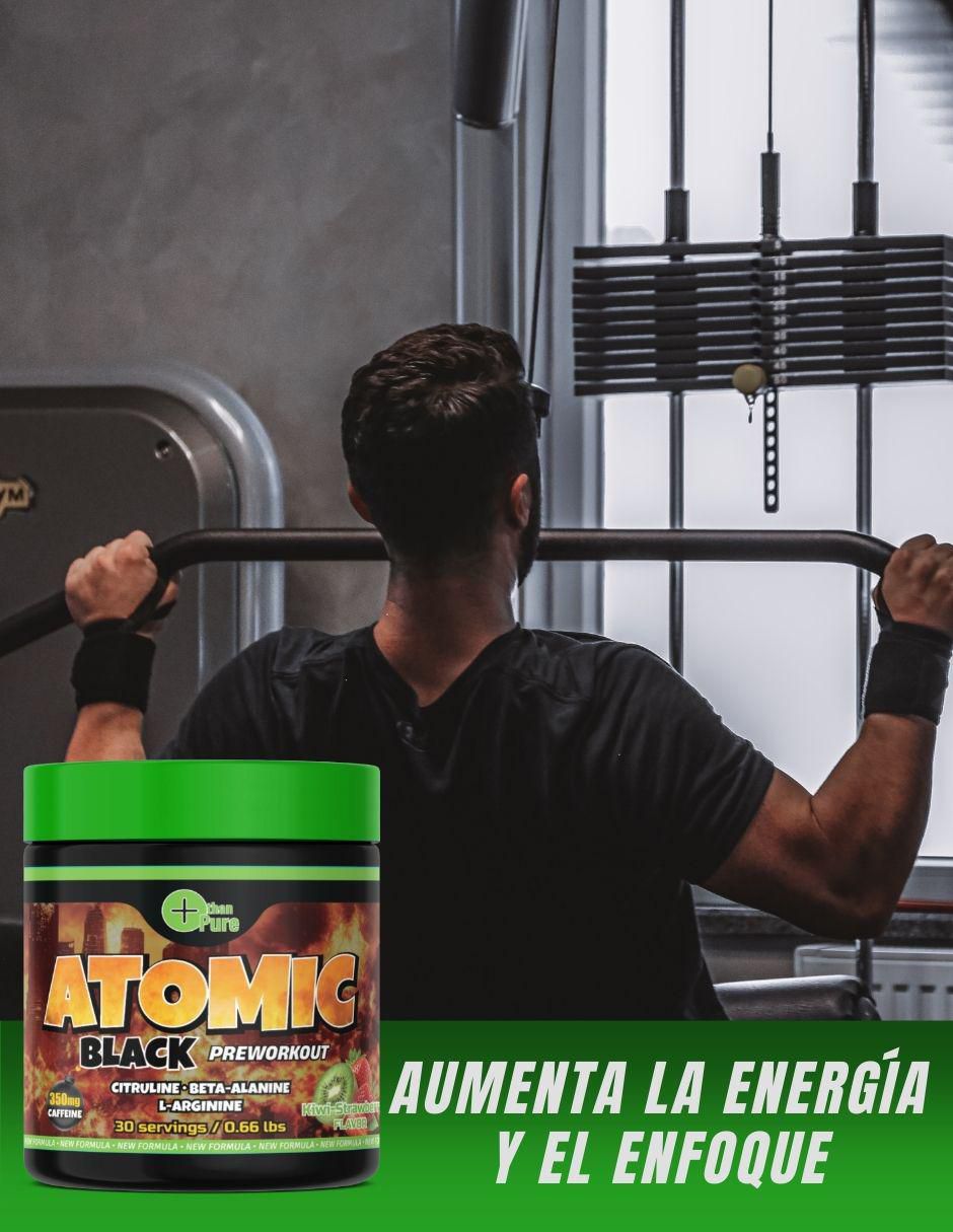 Preentreno Atomic Black con cafeína sabor kiwi de 300 G 5