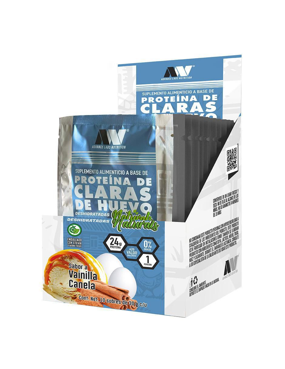 Set de proteína de claras de huevo en polvo naturals con stevia y monk fruit sabor vainilla canela de 30 g
