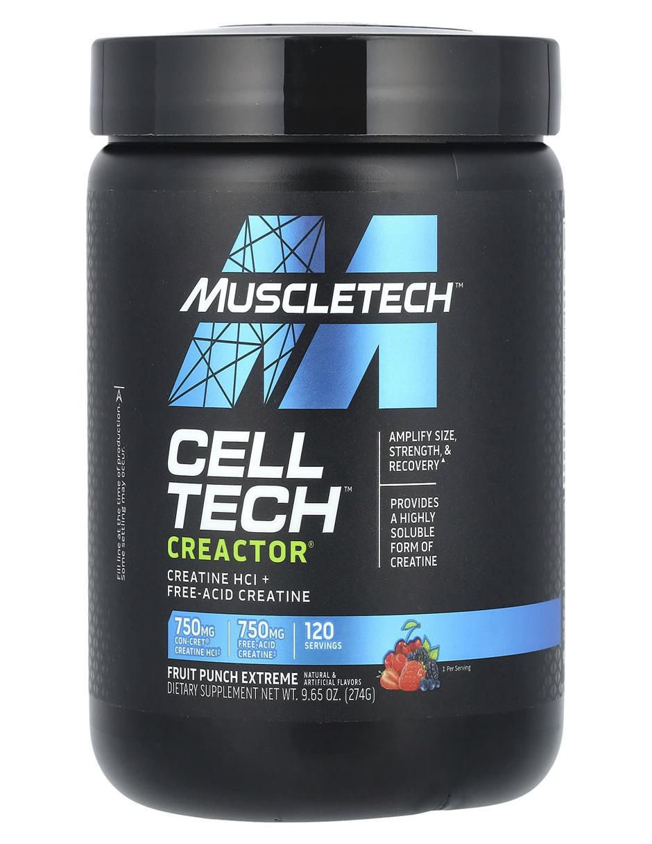 Cell Tech Creactor con creatina sabor ponche de frutas de 250 g