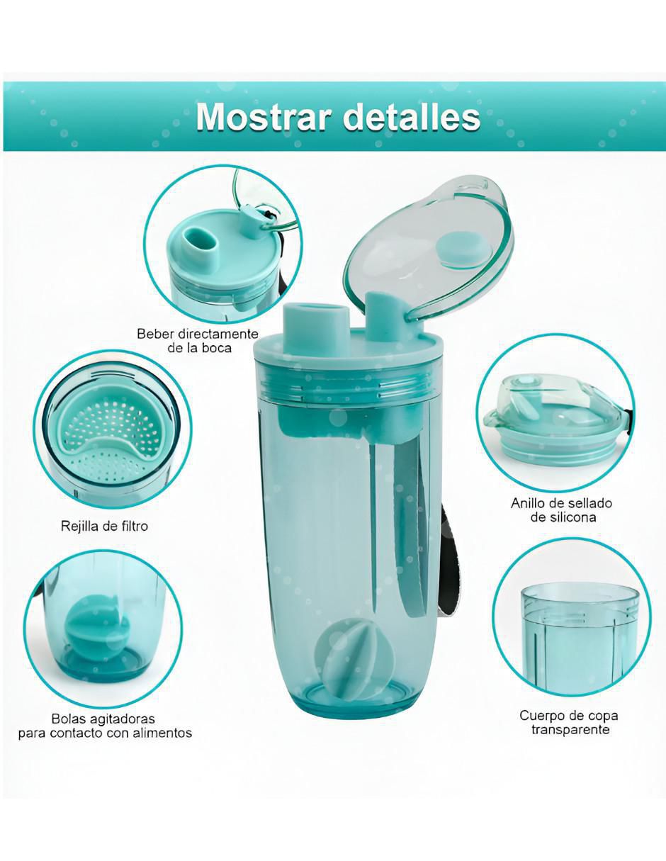 Termo shaker de plástico con tapa push pull 400 ml 2